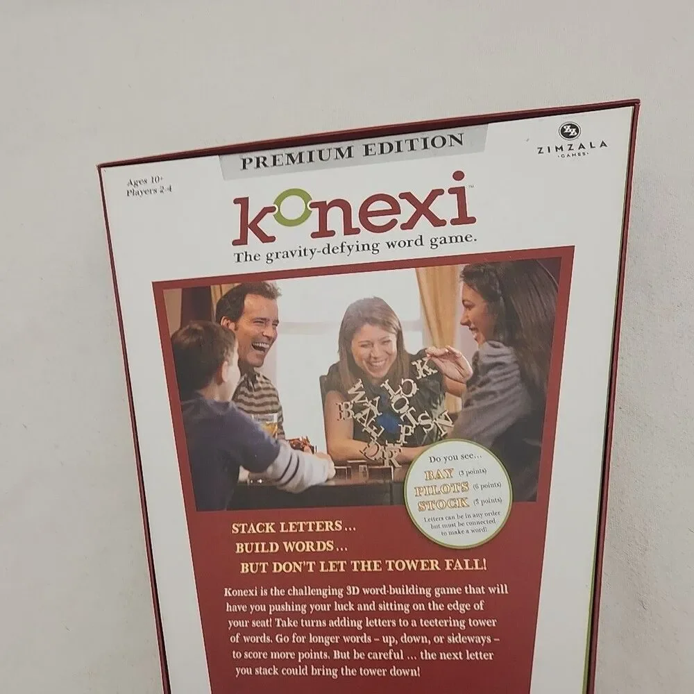 Game Konexi Gravity Defying Word Letter Stacking Premium Edition 10+ Zimzala NEW